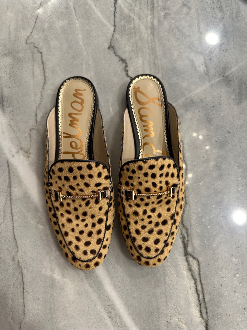 Sam Edelman Leopard Print Slide Loafers - Tan/Black